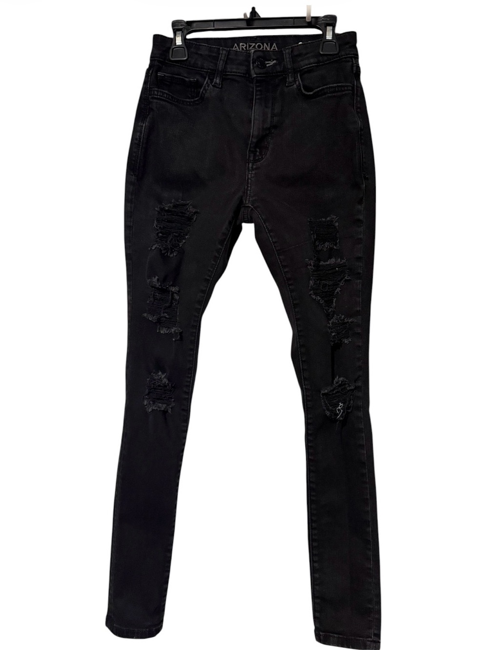 Arizona Jean Company Black Distressed High-Rise Skinny Jeans for Women